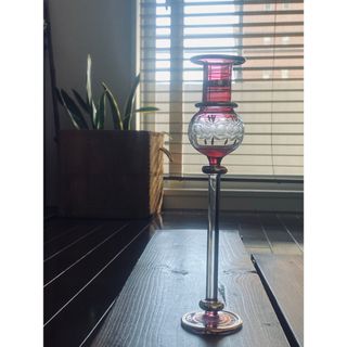 アロマポット　インテリア　ステンドグラス　アンティーク　赤　ガラス　【未使用】(アロマポット/アロマランプ/芳香器)
