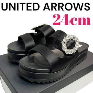 ユナイテッドアローズ(UNITED ARROWS)のユナイテッドアローズトーキョー　 黒 ブラック　厚底サンダル 24cm 綺麗(サンダル)