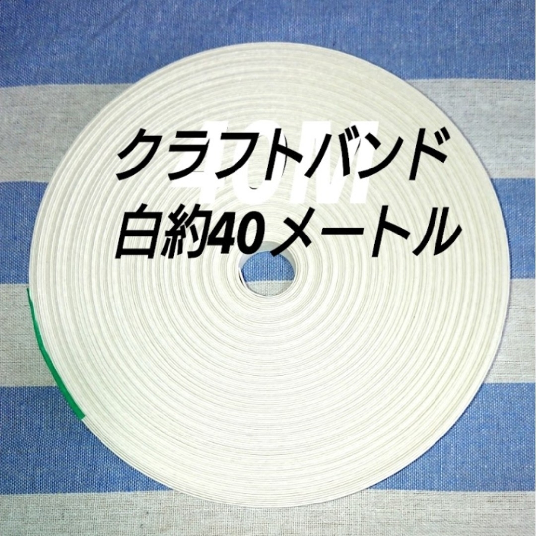 クラフトバンド白約40メートル(ppバンドのオマケ付き) ハンドメイドの素材/材料(各種パーツ)の商品写真