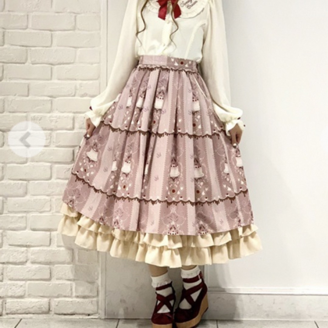 axes femme(アクシーズファム)のお菓子柄スカート(ピンク) レディースのスカート(ひざ丈スカート)の商品写真