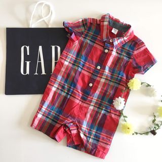 ベビーギャップ(babyGAP)の新品♡baby gap♡ロンパース♡チェック♡シャツ/ユニクロ/ラルフローレン/(ロンパース)