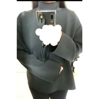 ザラ(ZARA)のZARA Mサイズ ダークグレー ボンディング ハイネックスウェット(カットソー(長袖/七分))