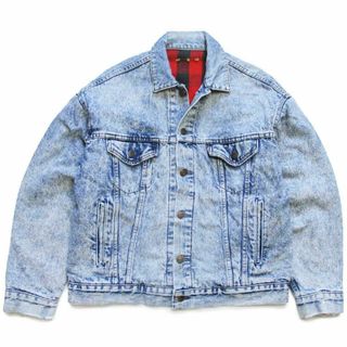 リーバイス(Levi's)の80s USA製 Levi'sリーバイス 70417 バッファローチェック ネルライナー ケミカルウォッシュ デニムジャケット 4ポケット★ビンテージ(Gジャン/デニムジャケット)