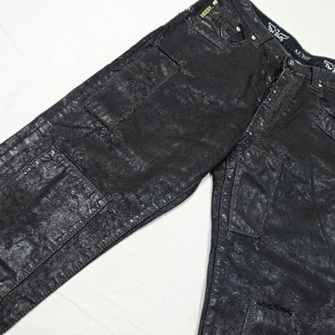 ARMANI JEANS(アルマーニジーンズ)のアルマーニジーンズ☆限定☆黒コーティング加工デニム☆32☆ウェスト約90cm メンズのパンツ(デニム/ジーンズ)の商品写真