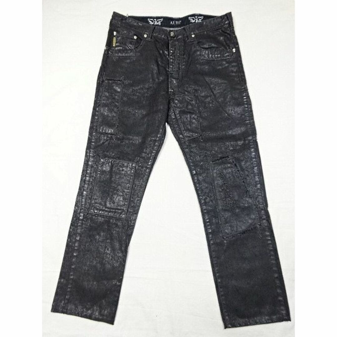 ARMANI JEANS(アルマーニジーンズ)のアルマーニジーンズ☆限定☆黒コーティング加工デニム☆32☆ウェスト約90cm メンズのパンツ(デニム/ジーンズ)の商品写真