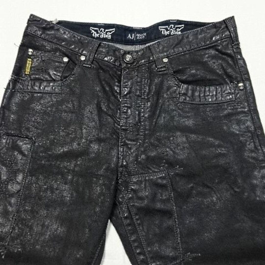 ARMANI JEANS(アルマーニジーンズ)のアルマーニジーンズ☆限定☆黒コーティング加工デニム☆32☆ウェスト約90cm メンズのパンツ(デニム/ジーンズ)の商品写真