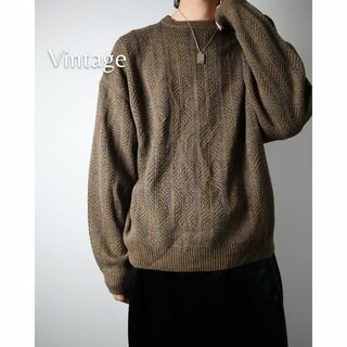 ヴィンテージ(VINTAGE)の【vintage】ユニーク ジャガード ストライプ ワッフル ニット セーター(ニット/セーター)