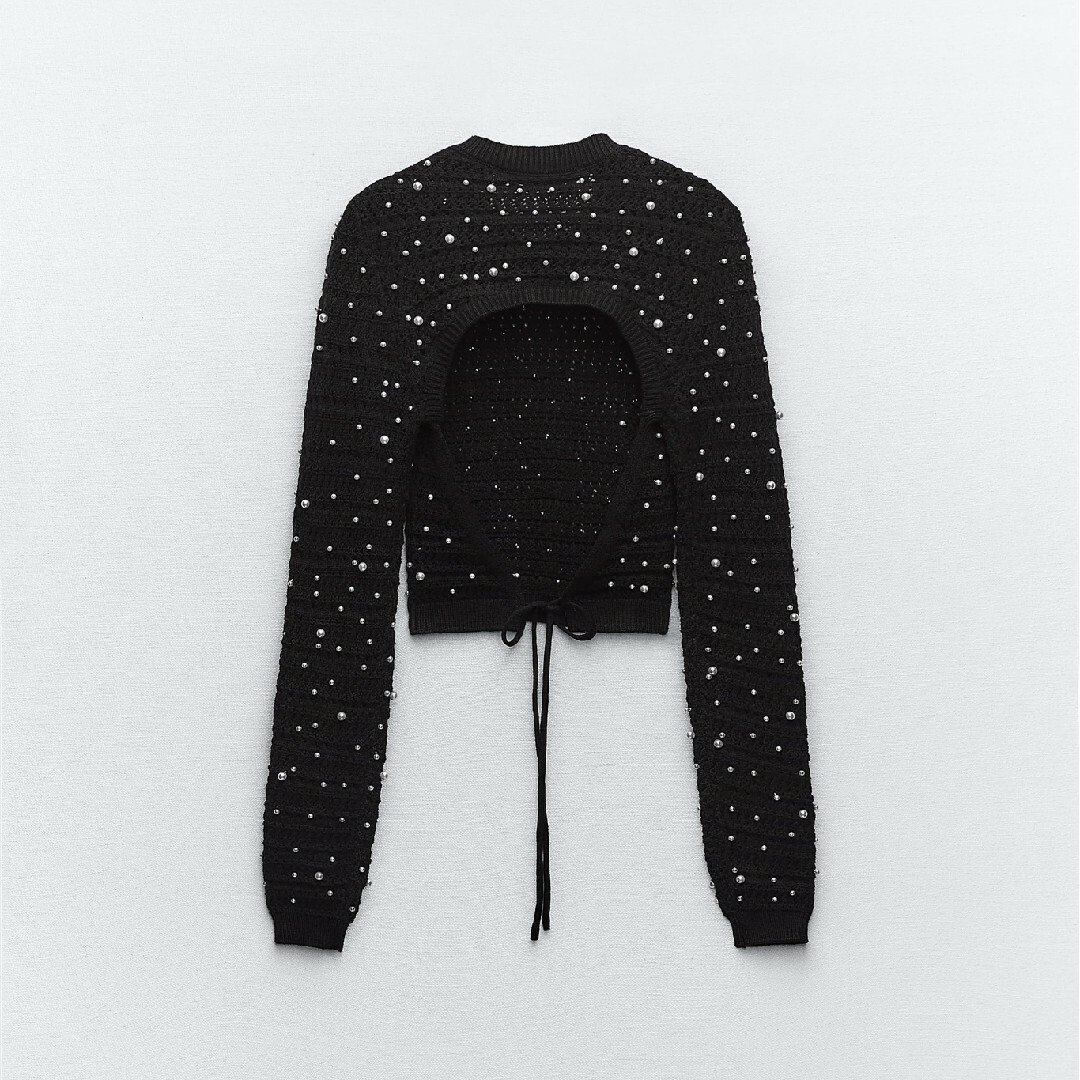 ZARA - ZARA クロップドニットセーター パールビーズ Sサイズ ZARA - ZARA クロップドニットセーター パールビーズ Sサイズ