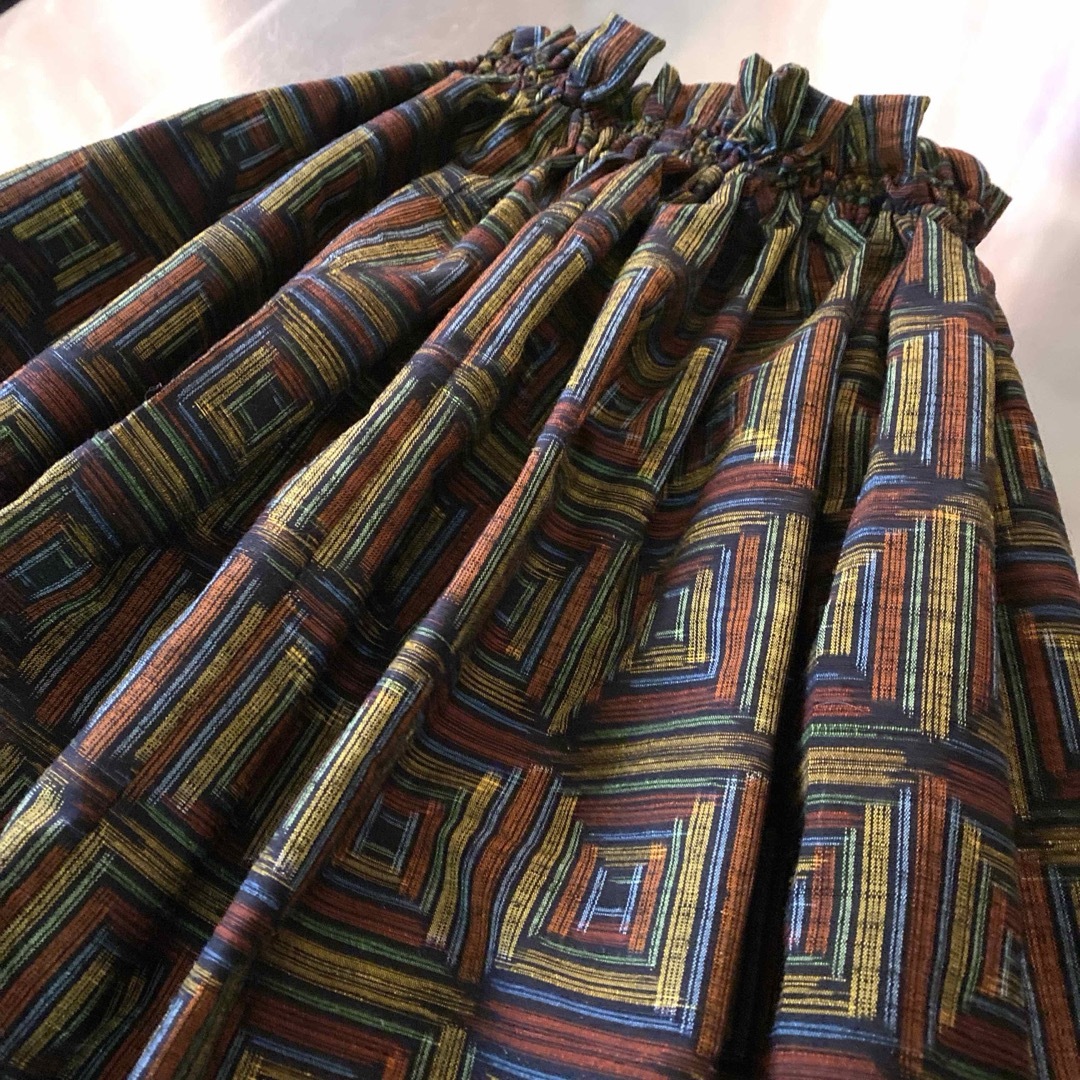 着物リメイクロングスカート　紬着物リメイクスカート レディースのスカート(ロングスカート)の商品写真