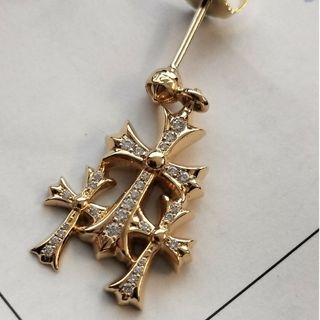 クロムハーツ(Chrome Hearts)のクロムハーツ　22k トリプル CHクロス ドロップピアス　インボイス原本(ピアス(片耳用))