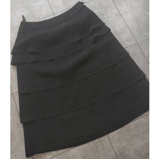 トゥービーシック(TO BE CHIC)のTO BE CHIC シフォン　ティアードスカート　黒(ひざ丈スカート)