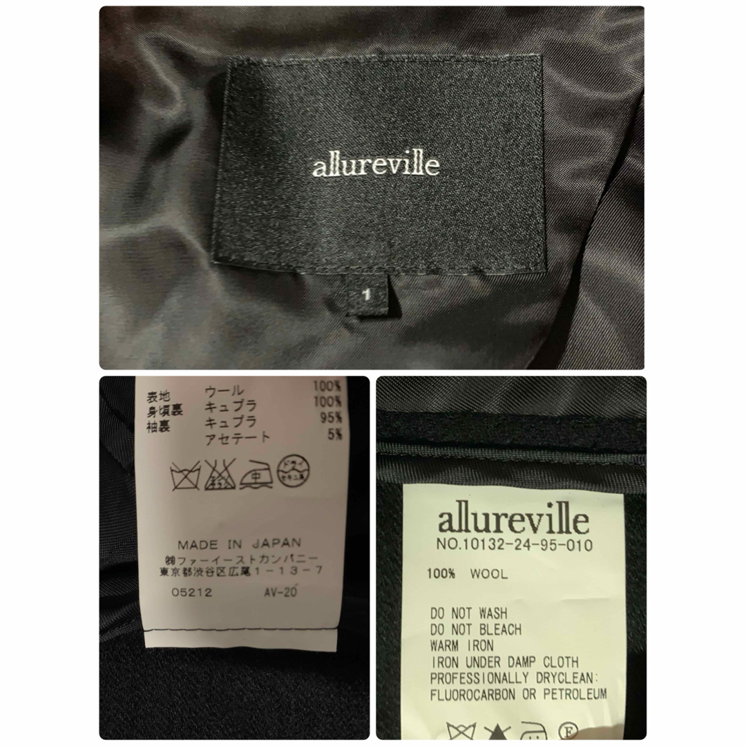 allureville(アルアバイル)のallureville 金ボタン ウール テーラードジャケット size1 黒 レディースのジャケット/アウター(テーラードジャケット)の商品写真