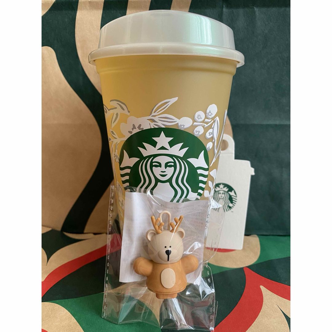 Starbucks Coffee(スターバックスコーヒー)のホリデー2023リユーザブルカップ専用ドリンクホールキャップベアリスタレインディ インテリア/住まい/日用品のキッチン/食器(タンブラー)の商品写真