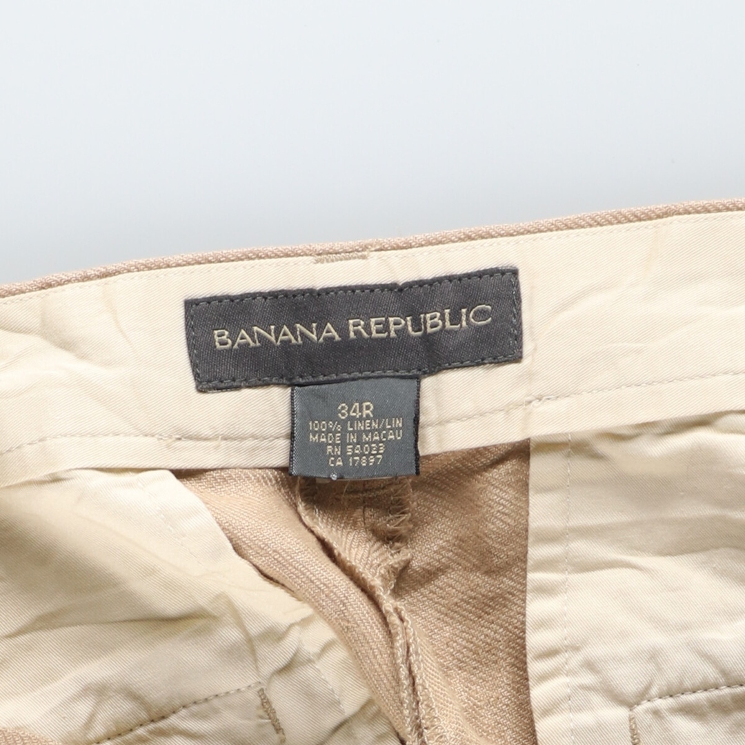 Banana Republic(バナナリパブリック)の古着 00年代 バナナリパブリック BANANA REPUBLIC ツータック リネンパンツ スラックス メンズw34 /eaa416853 メンズのパンツ(スラックス)の商品写真