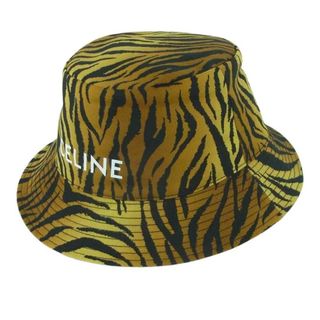 セリーヌ(celine)のCELINE セリーヌ 2AU5B695Q BUCKET HAT アニマル柄 ロゴプリント バケット ハット 帽子 ブラウン系 オレンジ系 ブラック系 L【極上美品】【中古】(ハット)