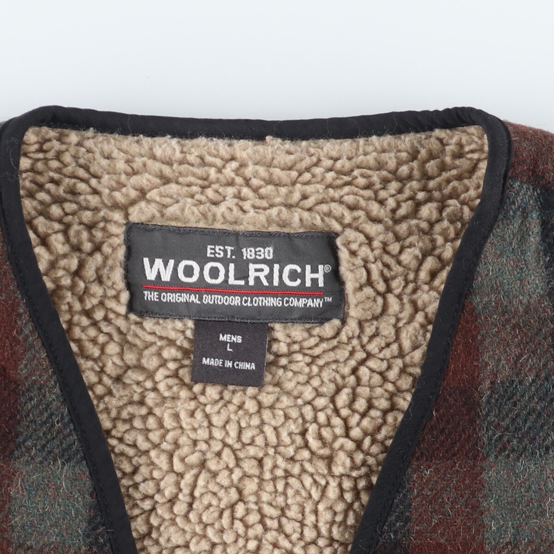 WOOLRICH(ウールリッチ)の古着 ウールリッチ WOOLRICH チェック柄 ウールボアベスト メンズL /eaa416520 メンズのトップス(ベスト)の商品写真