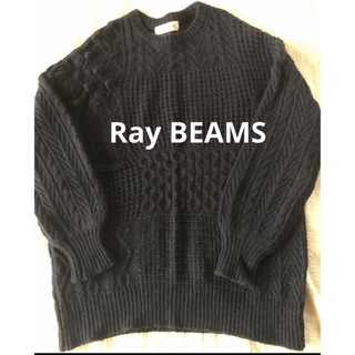 レイビームス(Ray BEAMS)のRay BEAMS パッチワークニットプルオーバー　ネイビー(ニット/セーター)
