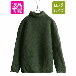 90s J CREW ロールネック ウール ニット セーター メンズ S 古着 90年代 オールド 巨人タグ 無地 ハイネック ジェイクルー グリーン 旧タグ(ニット/セーター)