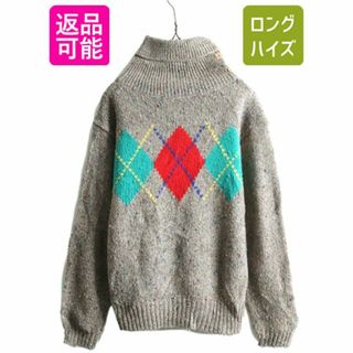 80s OLD GAP タートルネック デザイン ニット セーター メンズ レディース M / 80年代 ヴィンテージ オールド ギャップ アーガイル ネップ(ニット/セーター)