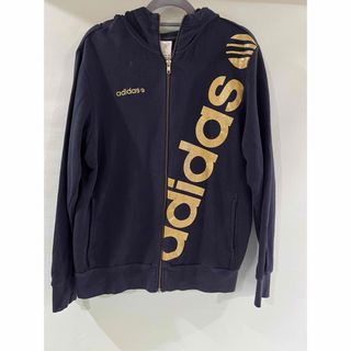 アディダス(adidas)のアディダス ジップアップ パーカー　サイズL 黒　(パーカー)