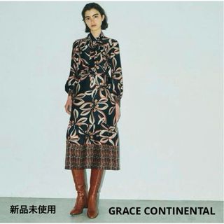 グレースコンチネンタル(GRACE CONTINENTAL)の【未使用】23AW GRACE CONTINENTAL レトロフラワーワンピース(ロングワンピース/マキシワンピース)