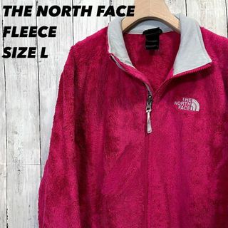 ザノースフェイス(THE NORTH FACE)のレディース古着　ノースフェイス　ジップアップフリースジャケット　サイズL ピンク(ブルゾン)