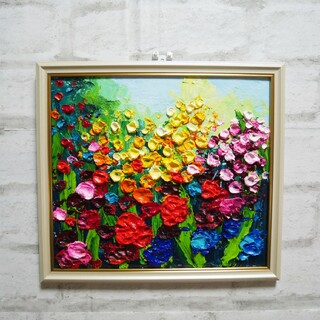 油絵 油彩 油彩画  絵画 【colorful flower garden】】(絵画/タペストリー)