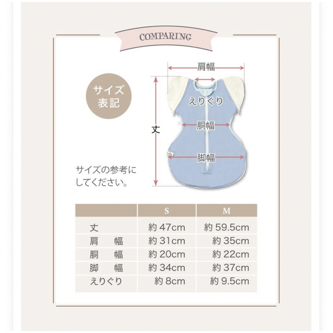 ねくるみ　おくるみ　スワドル　睡眠用おくるみ　Sサイズ　ブルー キッズ/ベビー/マタニティのこども用ファッション小物(おくるみ/ブランケット)の商品写真