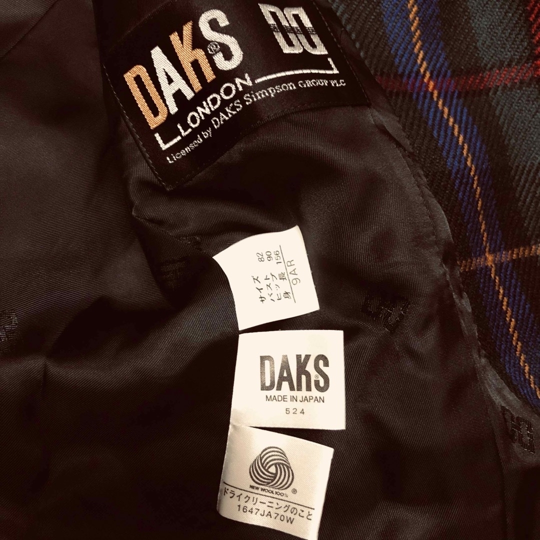 DAKS(ダックス)のDAKS ダックス ウール テーラードジャケット グリーンチェック9ARサイズ レディースのジャケット/アウター(テーラードジャケット)の商品写真