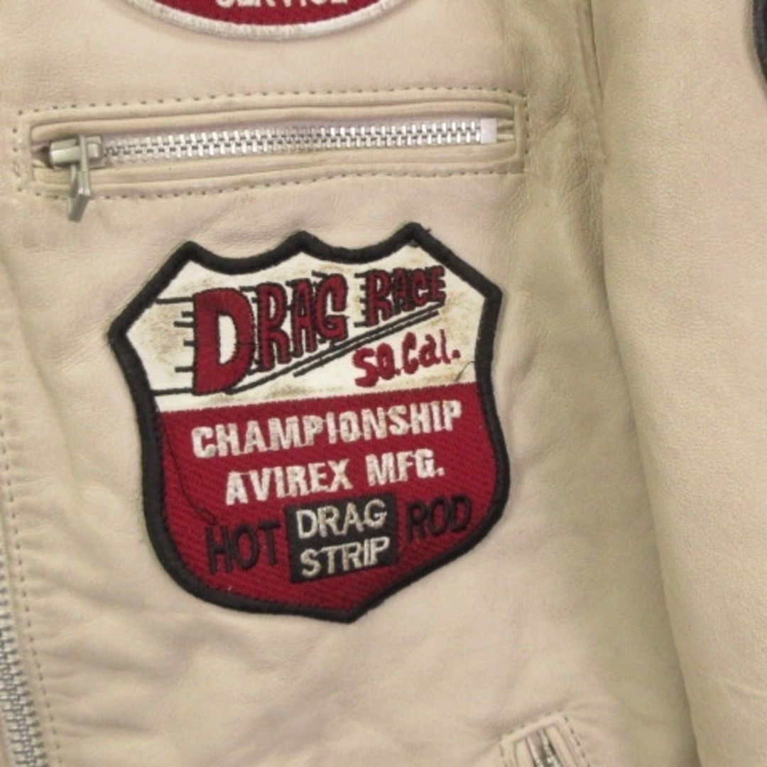 AVIREX(アヴィレックス)のアヴィレックス ライダースジャケット シングル ワッペン ベージュ系 L メンズのジャケット/アウター(ライダースジャケット)の商品写真