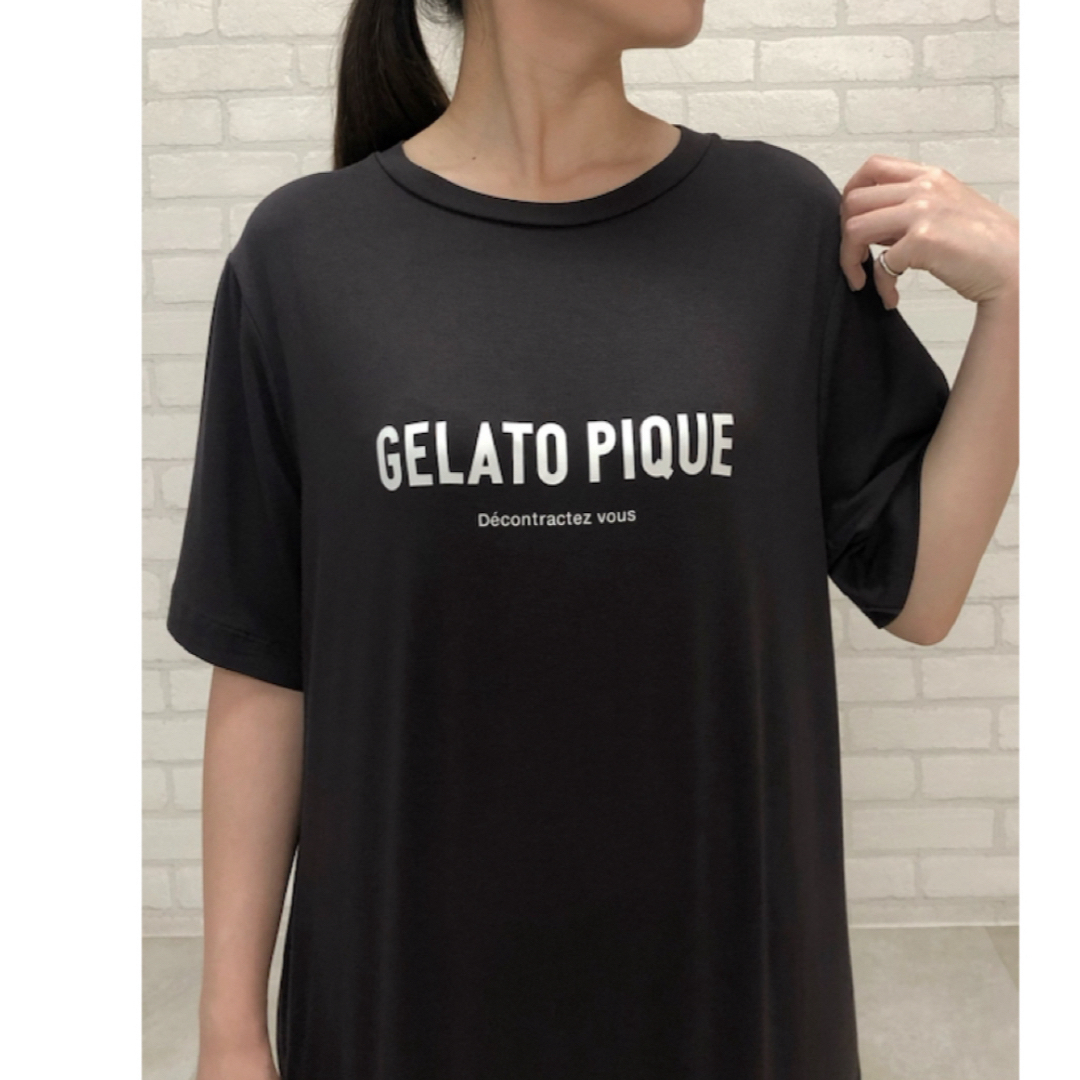 gelato pique(ジェラートピケ)の新品　gelato pique レーヨンロゴワンピース DGRY レディースのワンピース(ロングワンピース/マキシワンピース)の商品写真