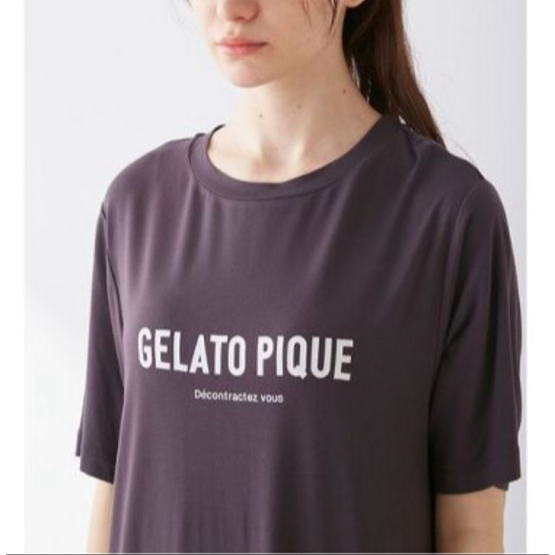 gelato pique(ジェラートピケ)の新品　gelato pique レーヨンロゴワンピース DGRY レディースのワンピース(ロングワンピース/マキシワンピース)の商品写真