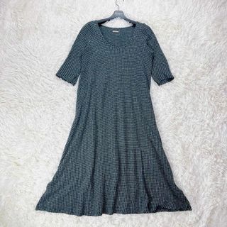 キャピタル(KAPITAL)の美品 KAPITAL キャピタル ニットワンピース 千鳥格子 グリーン XS(ロングワンピース/マキシワンピース)