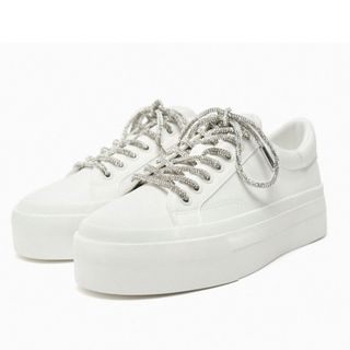 ザラ(ZARA)のZARA  プラットフォームスニーカー  ラインストーン紐 38(スニーカー)