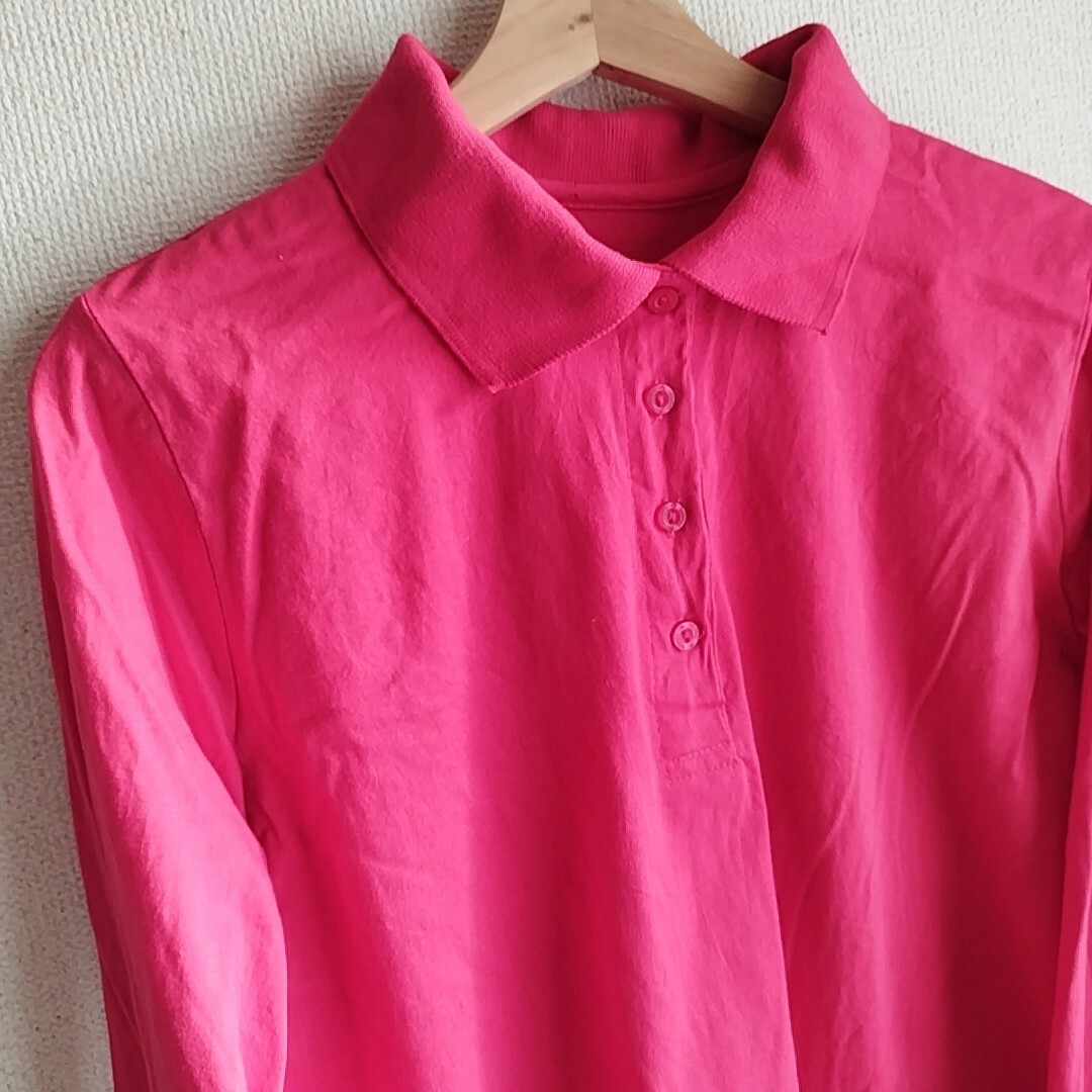 古着 Woman Within ポロシャツ　赤　Mサイズ レディースのトップス(ポロシャツ)の商品写真