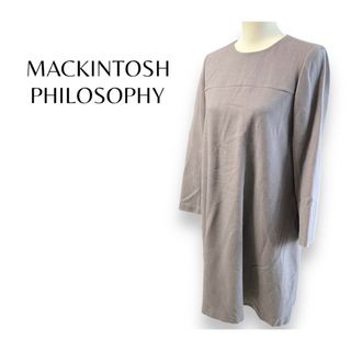 マッキントッシュフィロソフィー(MACKINTOSH PHILOSOPHY)のマッキントッシュフィロソフィー　フォーマルワンピース　グレー　長袖　ストレッチ(ひざ丈ワンピース)