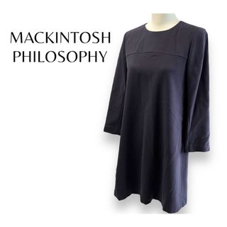 マッキントッシュフィロソフィー(MACKINTOSH PHILOSOPHY)のマッキントッシュフィロソフィー　フォーマルワンピース　ストレッチ　ネイビー(ひざ丈ワンピース)