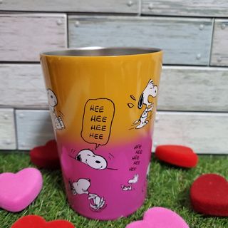 ピーナッツ(PEANUTS)の新品☆ スヌーピー ステンレスタンブラー オレンジ×ピンク(タンブラー)