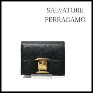 サルヴァトーレフェラガモ(Salvatore Ferragamo)の【極美品】FERRAGAMO フェラガモ　ヴァラリボン　二つ折り財布　ゴールド(財布)