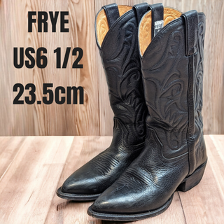 FRYE - FRYE フライ ウエスタンブーツ 23.5cm ブラック ロングブーツ