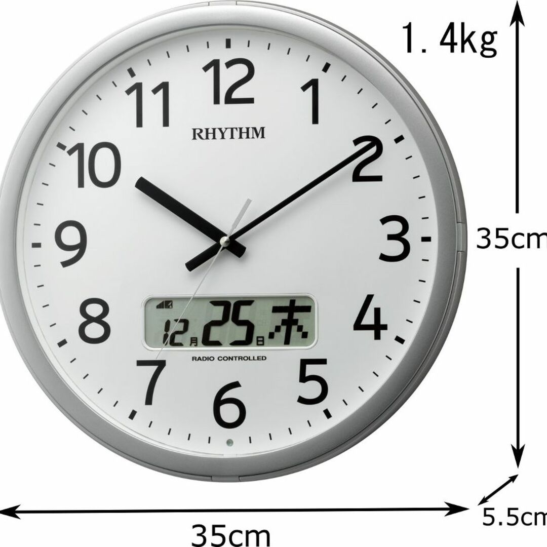 リズム(RHYTHM) 掛け時計 電波時計 チャイム付き プログラムカレンダー0 インテリア/住まい/日用品のインテリア小物(置時計)の商品写真