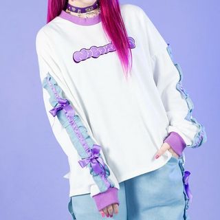 エーシーディーシーラグ(ACDC RAG)のACDCRAG Melty Planet ロンT 長袖Tシャツパープル(カットソー(長袖/七分))