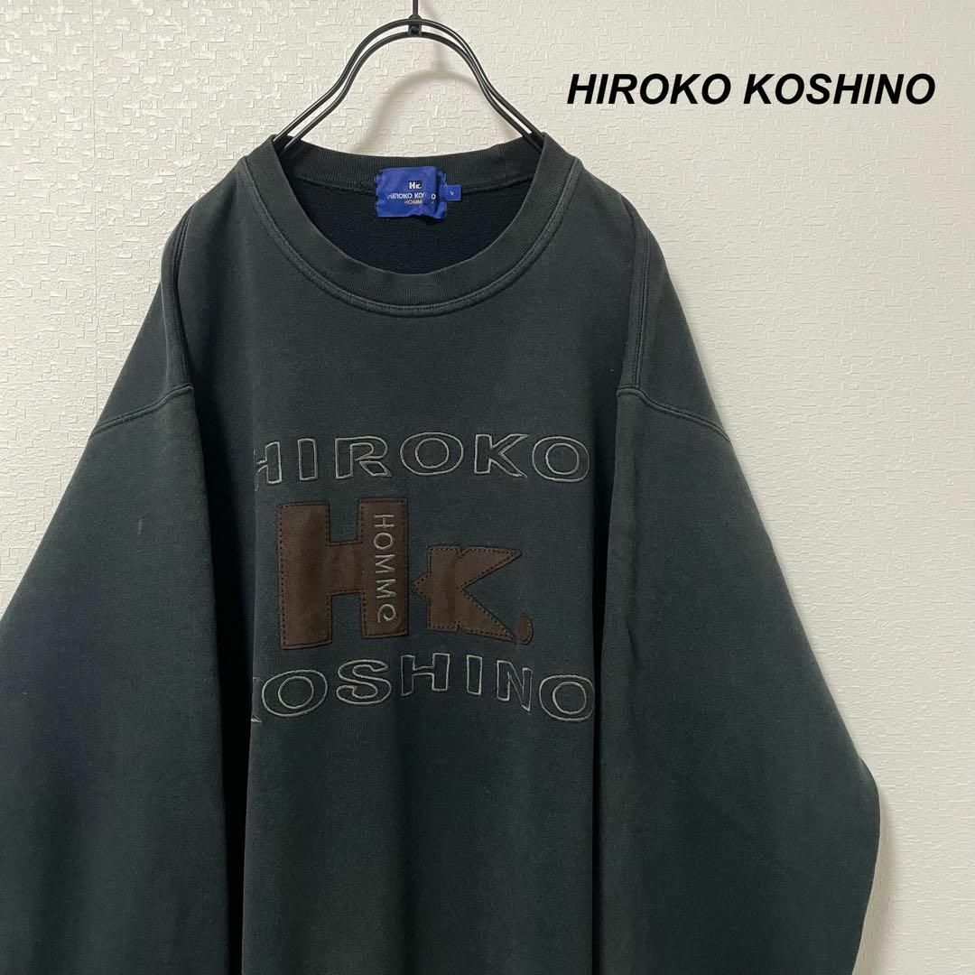 HIROKO KOSHINO(ヒロココシノ)のHIROKO KOSHINO/ヒロココシノ スウェット 黒 刺繍ロゴ メンズのトップス(スウェット)の商品写真