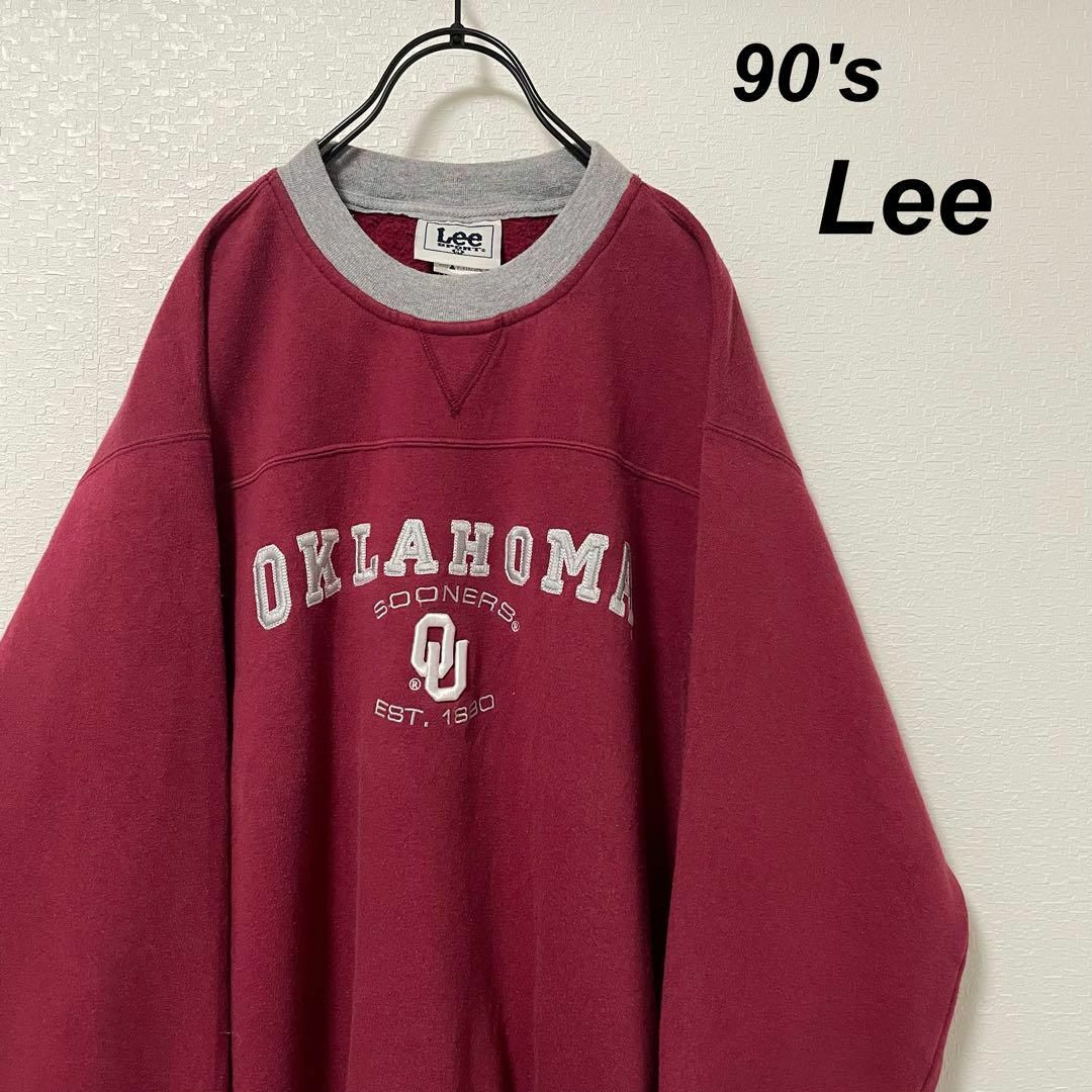 Lee(リー)の90s リー スポーツ スウェット 赤 グレー バイカラー オクラホマスーナーズ メンズのトップス(スウェット)の商品写真