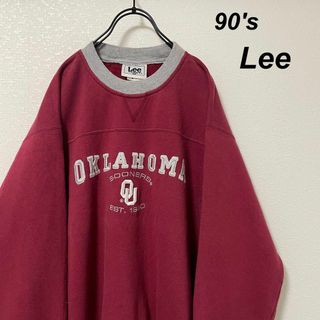 リー(Lee)の90s リー スポーツ スウェット 赤 グレー バイカラー オクラホマスーナーズ(スウェット)