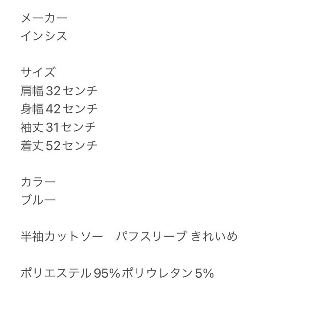 インシス Ｆ 半袖カットソー パフスリーブ きれいめコーデ ブルー オフィス レディースのトップス(カットソー(半袖/袖なし))の商品写真