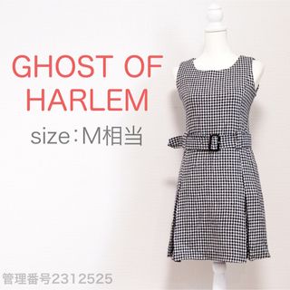 ゴーストオブハーレム(GHOST OF HARLEM)のGHOST OF HARLEM 千鳥格子柄　ボートネックひざ丈ワンピース　M(ひざ丈ワンピース)