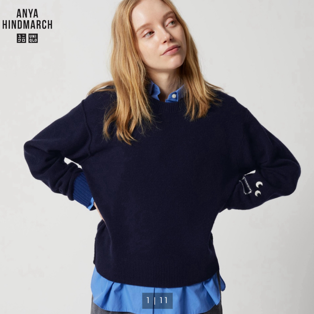 ANYA HINDMARCH(アニヤハインドマーチ)の新品未使用タグ付 UNIQLO アニヤハインドマーチ セーター Lサイズ レディースのトップス(ニット/セーター)の商品写真