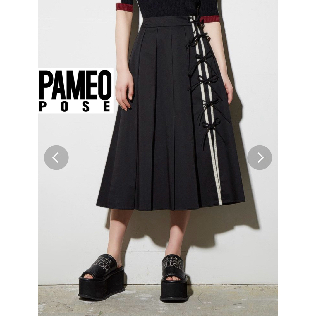 PAMEO POSE(パメオポーズ)の【PAMEO POSE】RIBBON PLEATED SKIRT【Sサイズ】 レディースのスカート(ひざ丈スカート)の商品写真