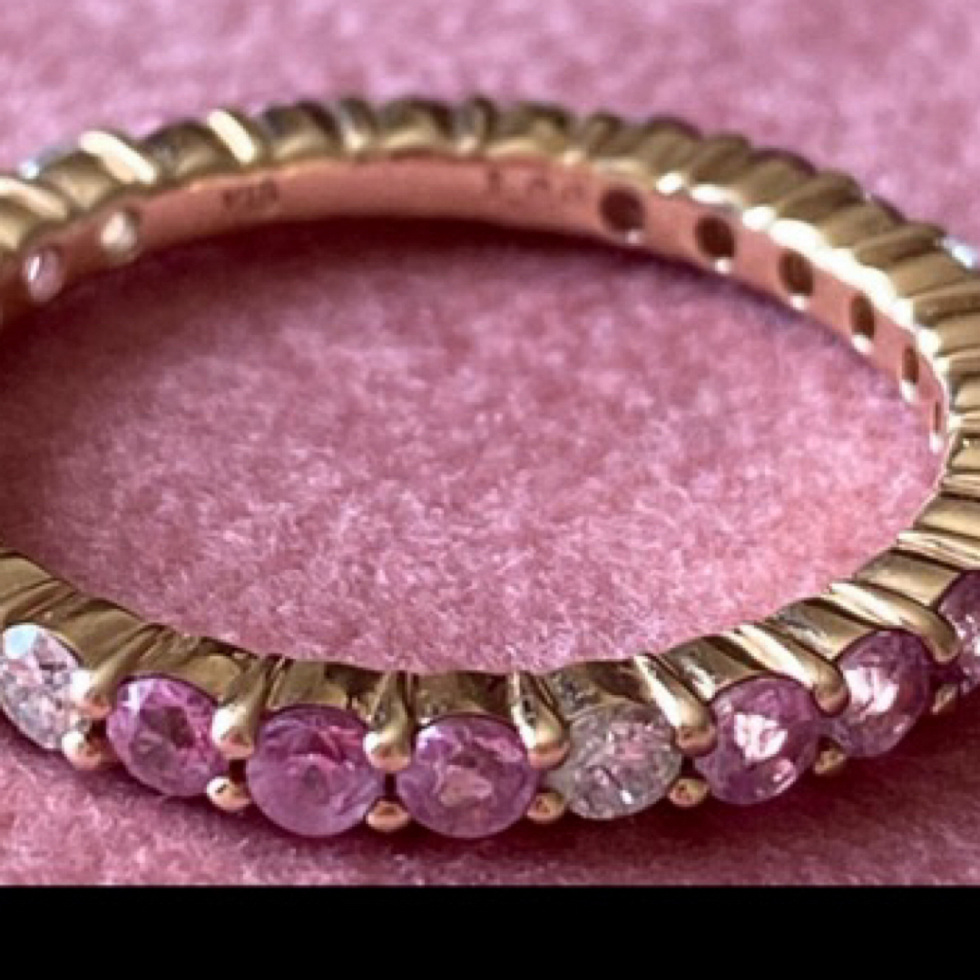 K18 フルエタニティ 1.0ctピンクサファイヤ ダイヤモンドリング レディースのアクセサリー(リング(指輪))の商品写真